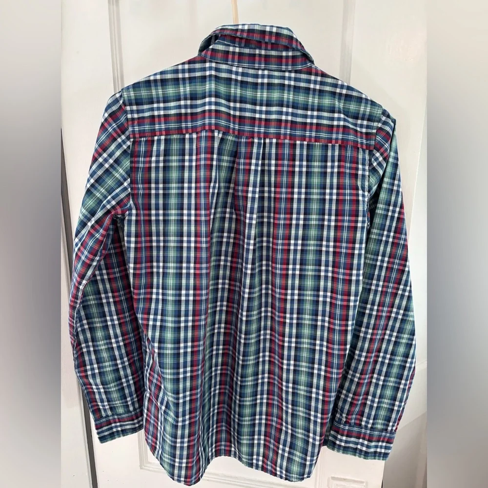 U.S. Polo Assn Boys Button Down Blue/Red Plaid Shirt XL